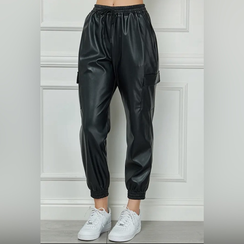 #130 Double Dare Vegan Leather Joggers